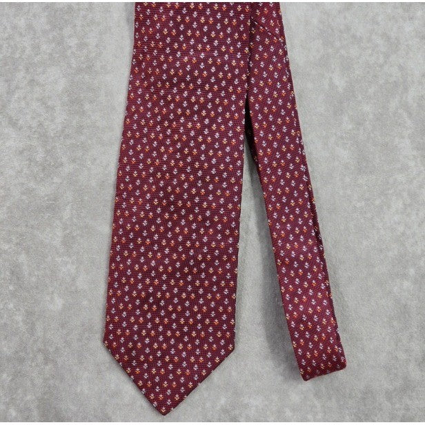 Barneys New York Red Floral Geometric 100% Silk Italy Men's Neck Tie