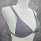 Gray Ribbed Triangle Bikini Top Adjustable Hook Swimwear M Medium Y2K