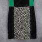 Calvin Klein Animal Black Green Leopard Knee Length Preppy Classic Dress 10