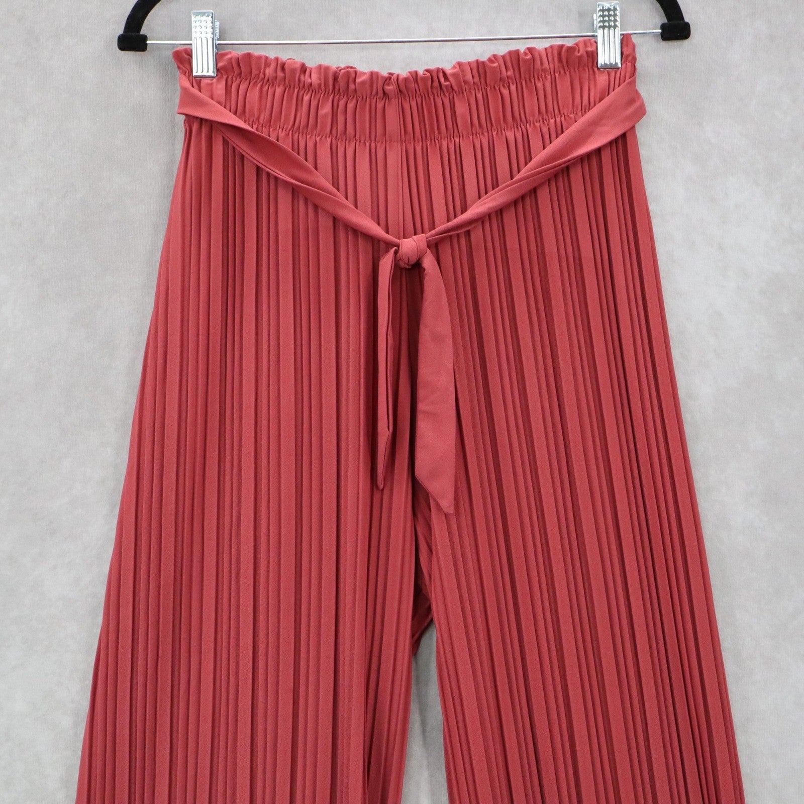 Pink Stripe Belted Wide Leg Boho Pull On Straight Leg Trousers Pant S Small