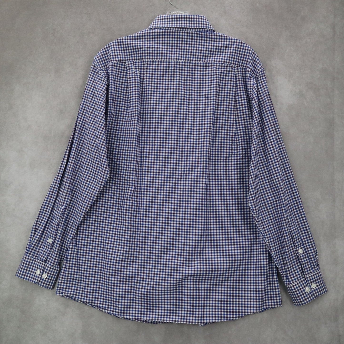 Tommy Hilfiger Blue Plaid Button Down Cotton Dress Slim Fit Shirt Mens Large