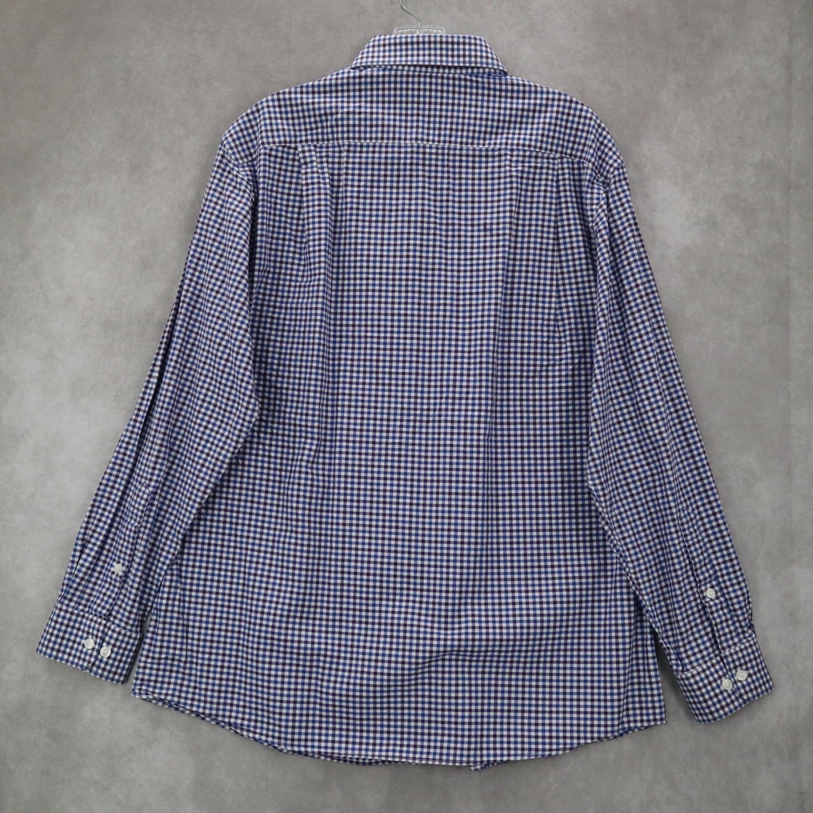 Tommy Hilfiger Blue Plaid Button Down Cotton Dress Slim Fit Shirt Mens Large