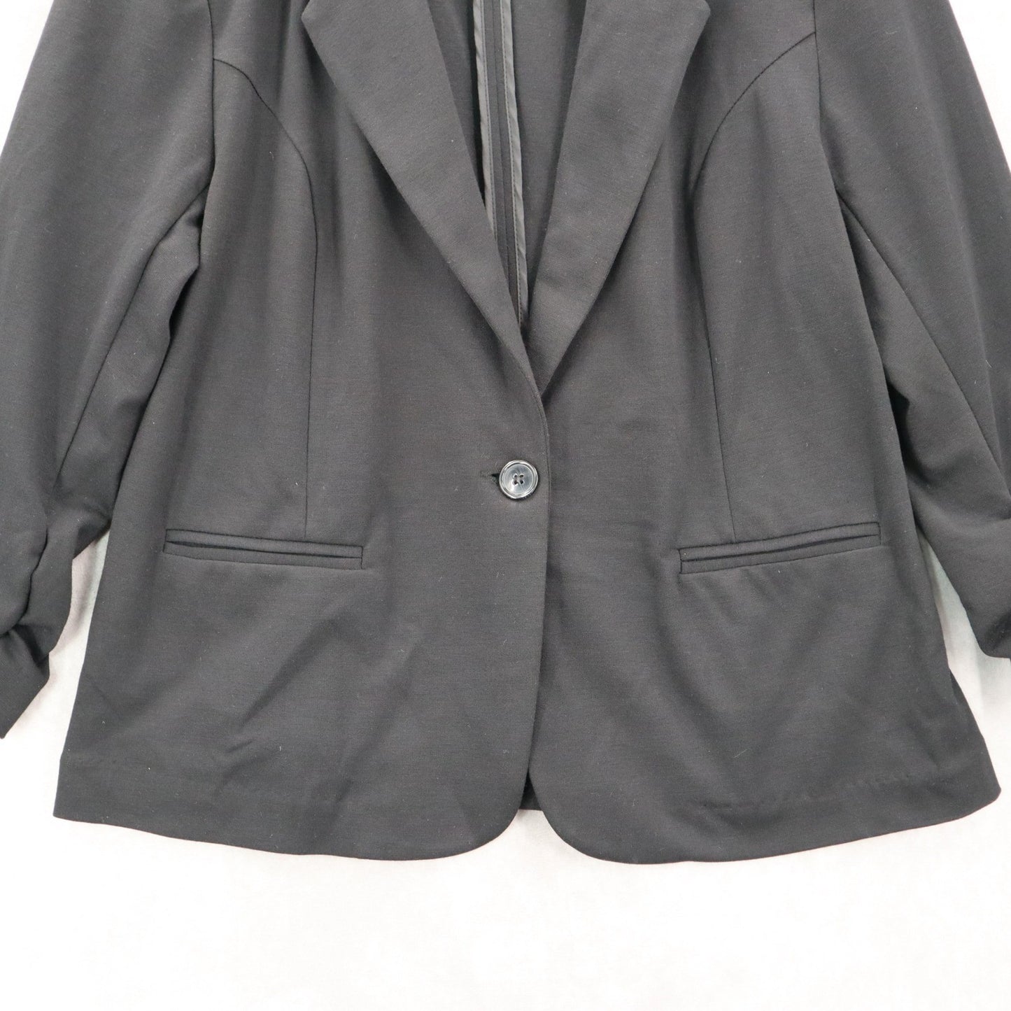 Christian Siriano Black Ruche Sleeves Notch Suit Coat Jacket Blazer Extra Large