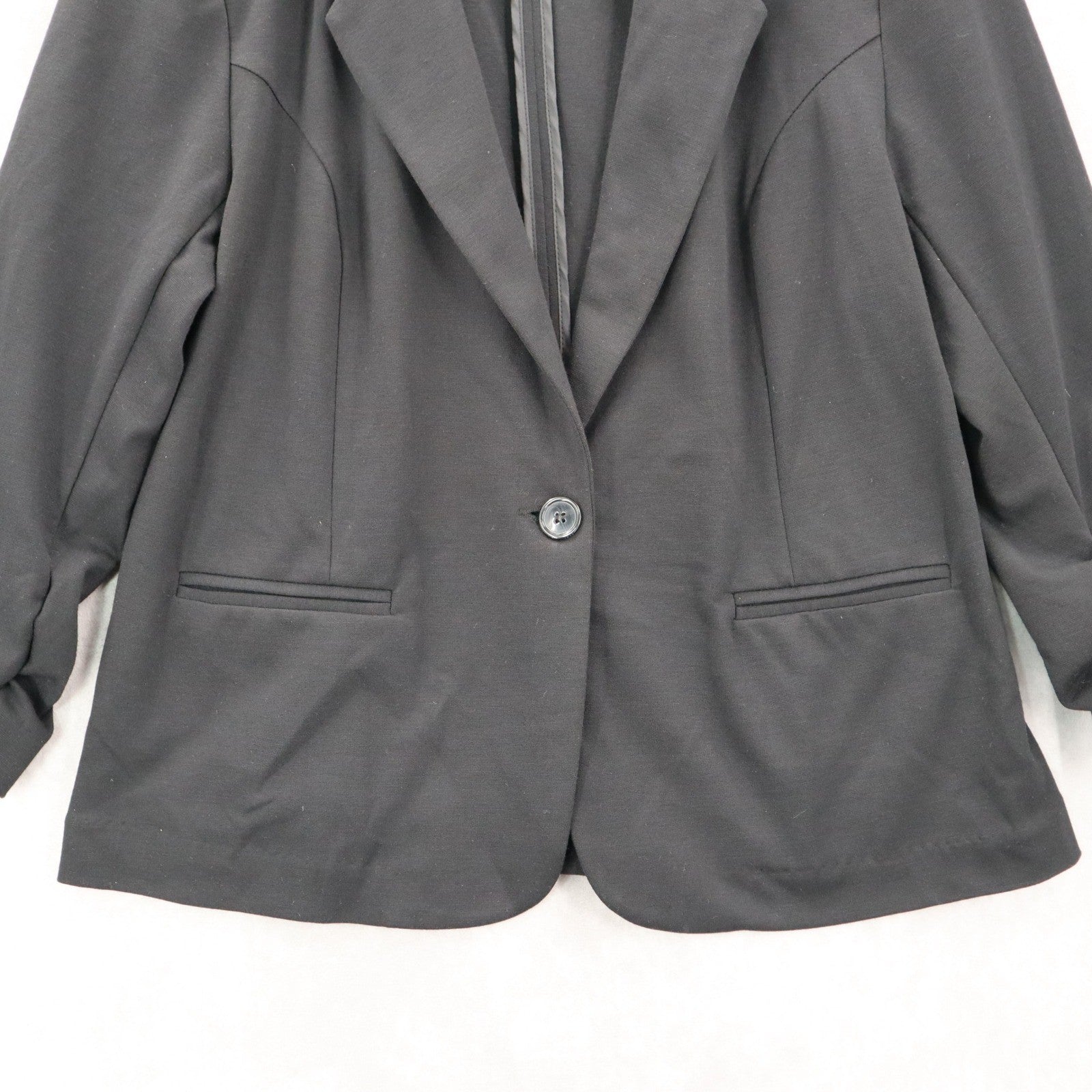 Christian Siriano Black Ruche Sleeves Notch Suit Coat Jacket Blazer Extra Large