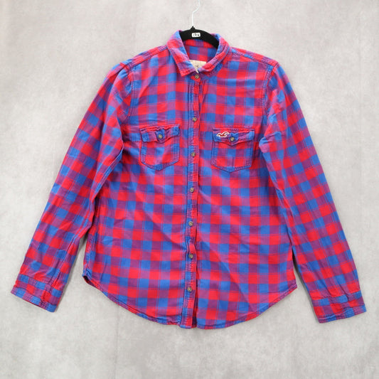 Hollister Red Flannel Plaid Vintage Y2K Gingham Buffalo 90s Urban Shirt Large