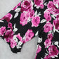 Torrid Floral Blouse 3/4 Sleeve V-Neck Tunic Top Black Pink Rose Print Flowy 2