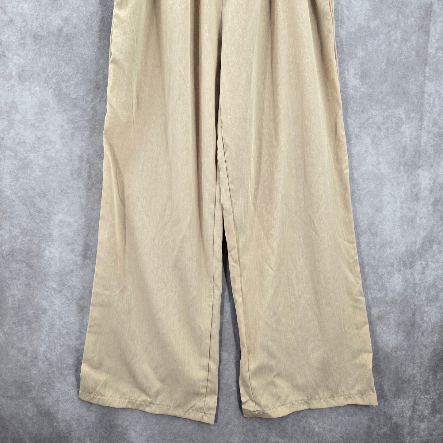 Cream Tan Smock High Rise Wide Leg Pocket Flowy Boho Dress Pants Plus 2XL