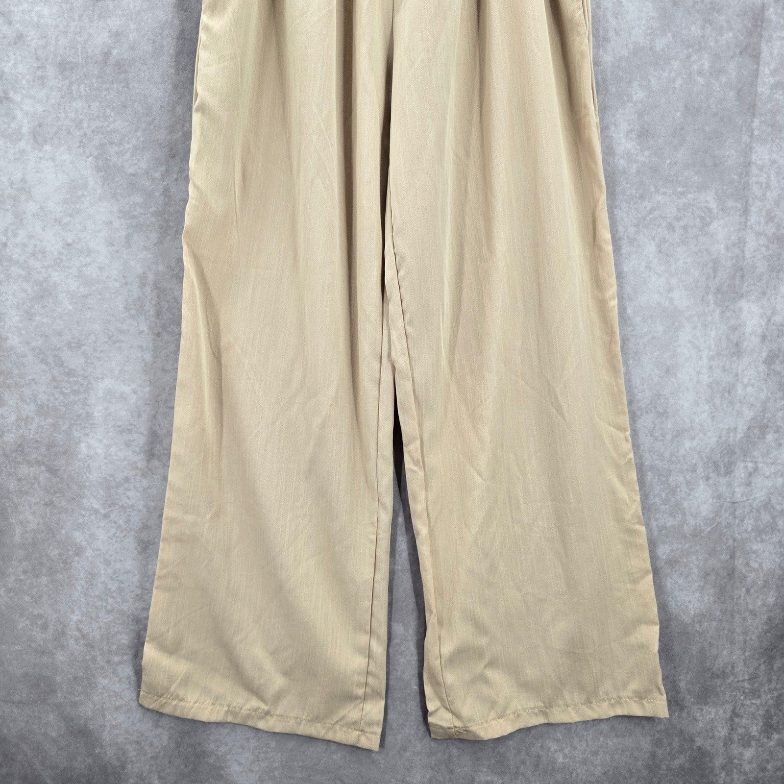 Cream Tan Smock High Rise Wide Leg Pocket Flowy Boho Dress Pants Plus 2XL