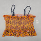 Yellow Floral Crop Smock Boho Tube Ruffle Y2K Bikini Bralette Swim Top M Medium