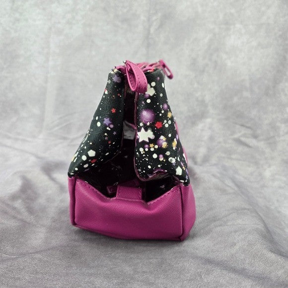 Tahari Purple Star Double Zipper Toiletries Snap Makeup Cosmetics Bag