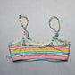 Indigo Rein Pink Stripe Ruffle Padded Swim Bra Beach Bralette Bikini Top L Large