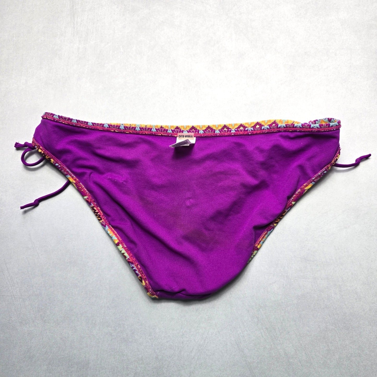 Old Navy Purple Chevron Tie Swim Beach Cheeky Flirty Boho Bikini Bottom L Large