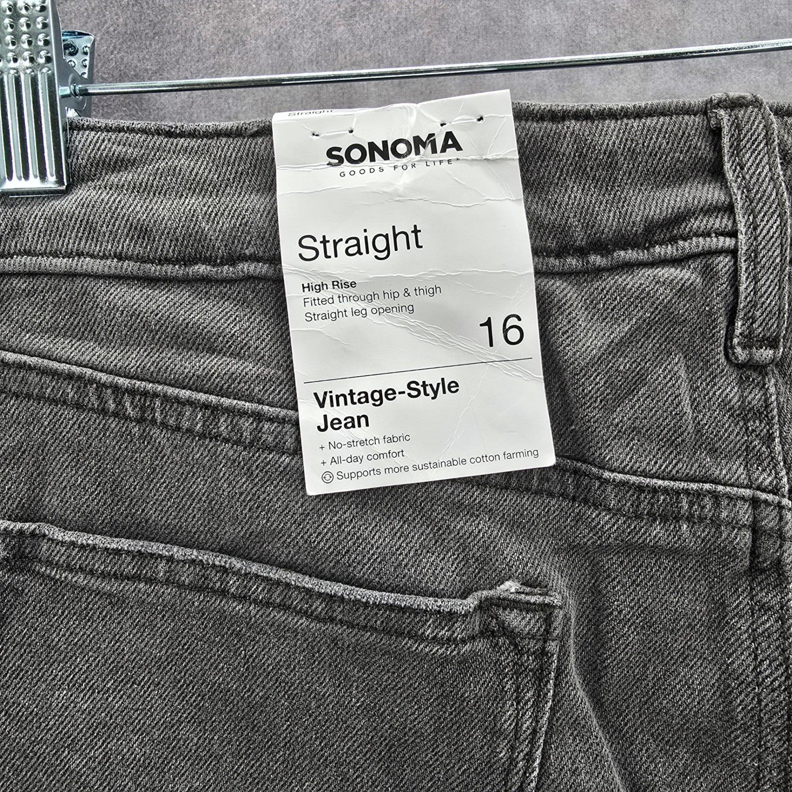 Sonoma Gray Straight Classic High Rise Vintage Style Pants Denim Jeans Plus 16