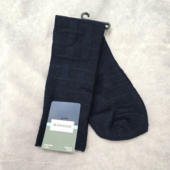 Haggar Navy Blue Weave Mens Dress Socks Shoe Sise 6-12.5