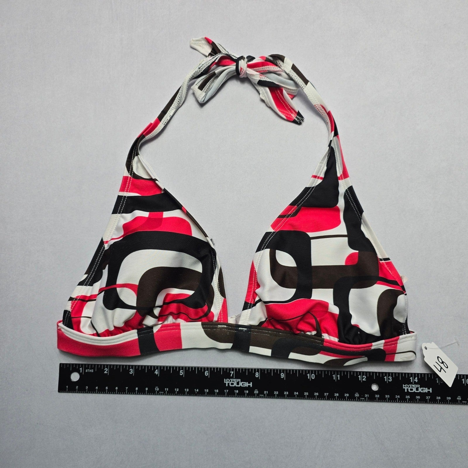 Catalina Red Halter Tie Padded Swim Sports Bra Beach Bralette Bikini Top L Large