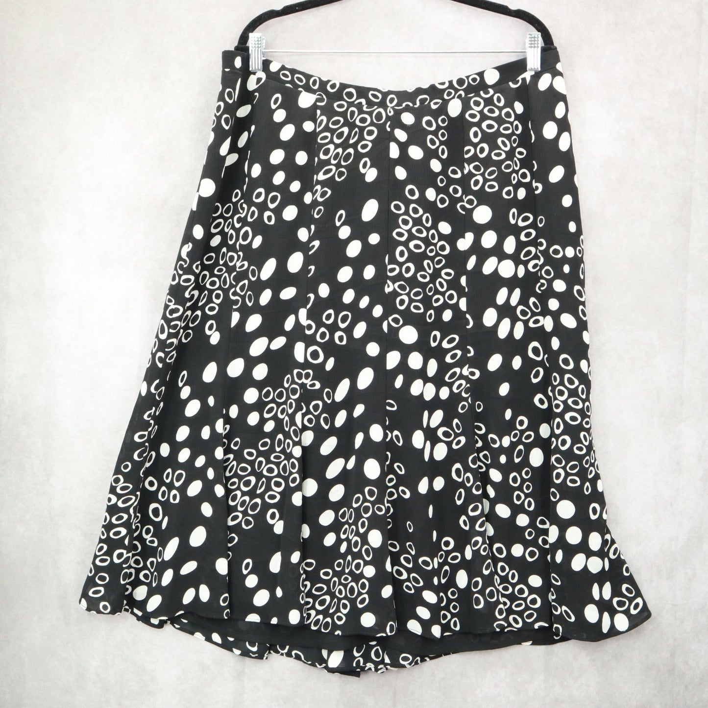 Tanjay Black Polka Dot Midi Romantic Chic Flare Boho Feminine Skirt Plus 18W