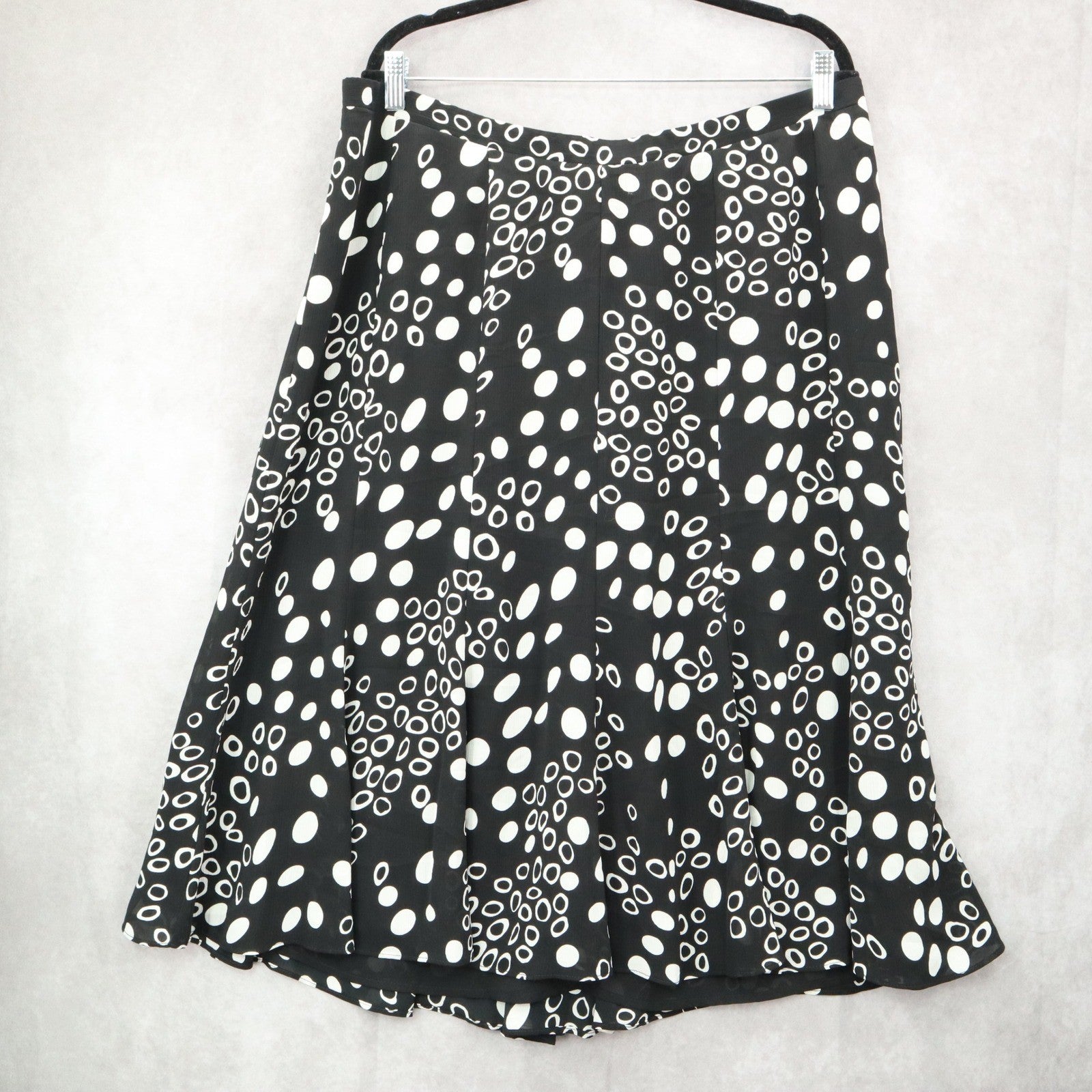 Tanjay Black Polka Dot Midi Romantic Chic Flare Boho Feminine Skirt Plus 18W
