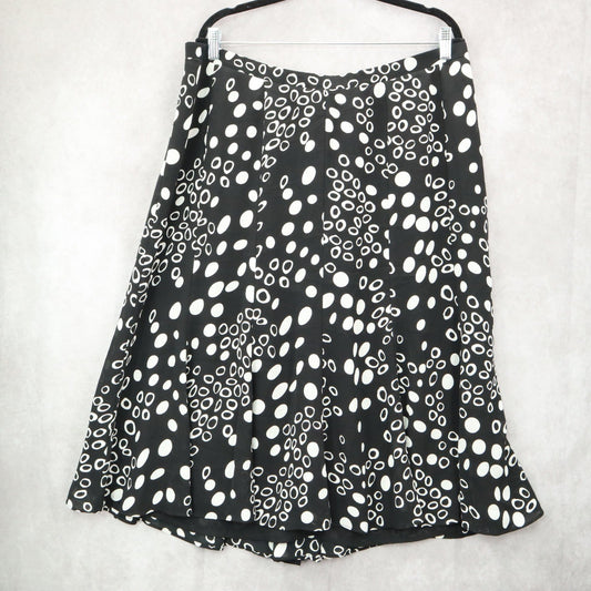 Tanjay Black Polka Dot Midi Romantic Chic Flare Boho Feminine Skirt Plus 18W
