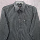 Cats Eye Black Stripe Button Down Long Sleeve Work Casual Dress Shirt Mens L