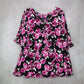 Torrid Floral Blouse 3/4 Sleeve V-Neck Tunic Top Black Pink Rose Print Flowy 2