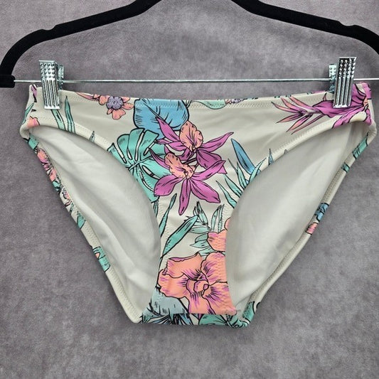 No Boundaries White Floral Bikini Bottom Swimwear Small 3-5