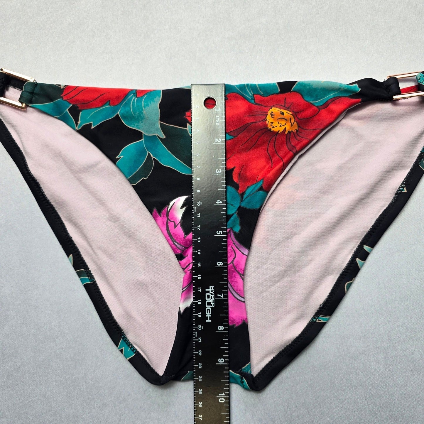 Nanette Lepore Black Floral Swim Beach Cheeky Flirty Boho Bikini Bottom L Large