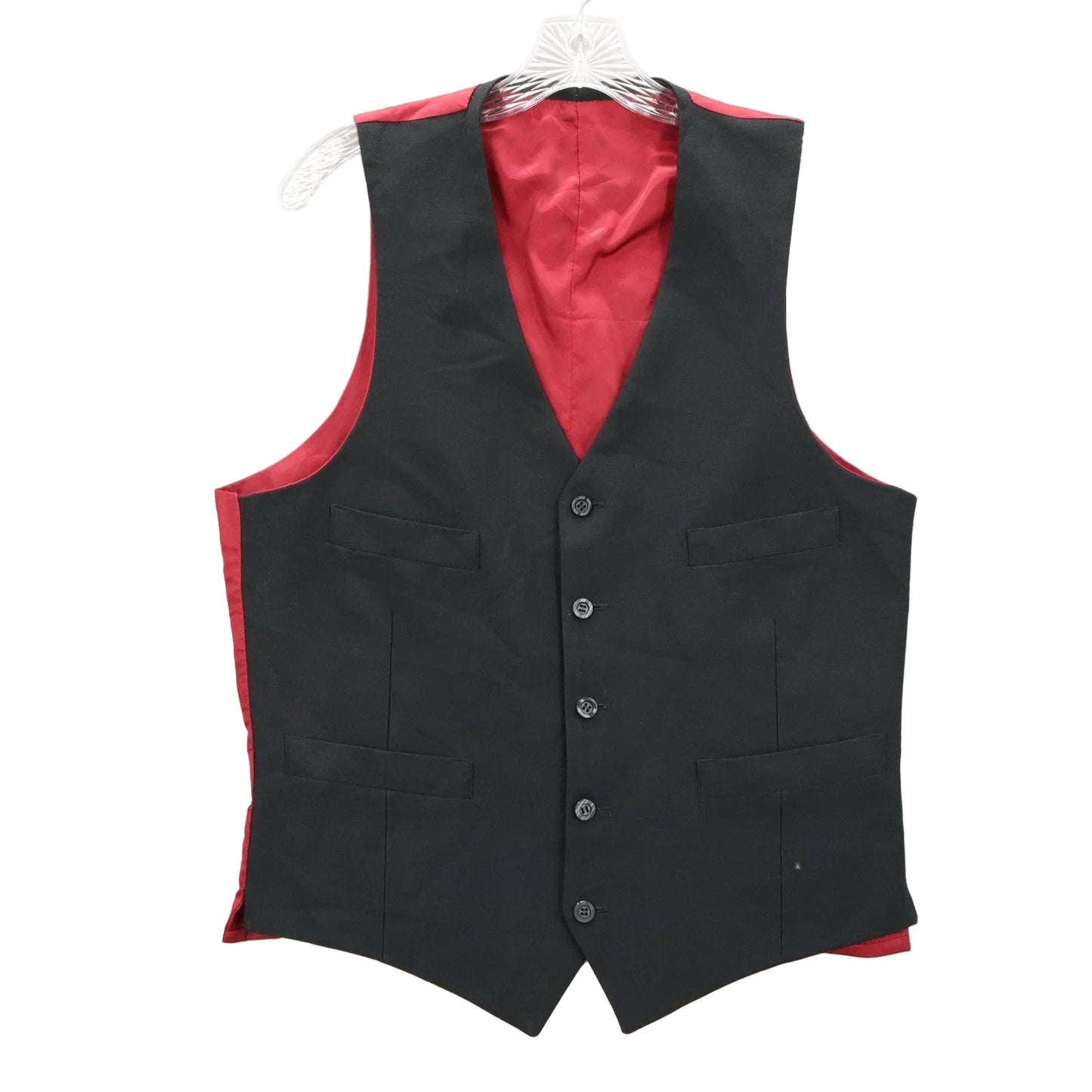 Black 5 Button Red Point 4 Welt Pocket Waistcoat Formal Tuxedo Suit Vest S 38R