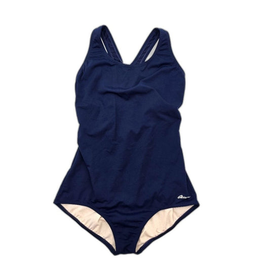 Ocean Aqua Shape Navy Blue One Piece Bathing Suit Swimwear Size 36/10