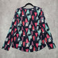 Joyspun Blue Christmas Tree Print Long Sleeve Holiday Y2K Printed Top Medium