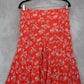 Forever 21 Red Floral Wide Leg Boho Pull On Straight Leg Trousers Pant M Medium