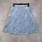 Blue Floral Mini Short Flare Pull On Cotton Tenniscore Boho Skirt S Small
