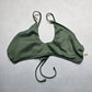 Mae Green Ribbed Ties Swim Boho Sports Bra Beach Bralette Bikini Top L Large