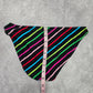 Malibu Dream Girl Black Red Pink Stripe Cheeky Bikini Bottom Swimwear M Medium