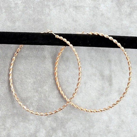 Rose Gold Large Spiral Hoop Dangle Earrings Boho Retro Fashion Jewelry JB2-83