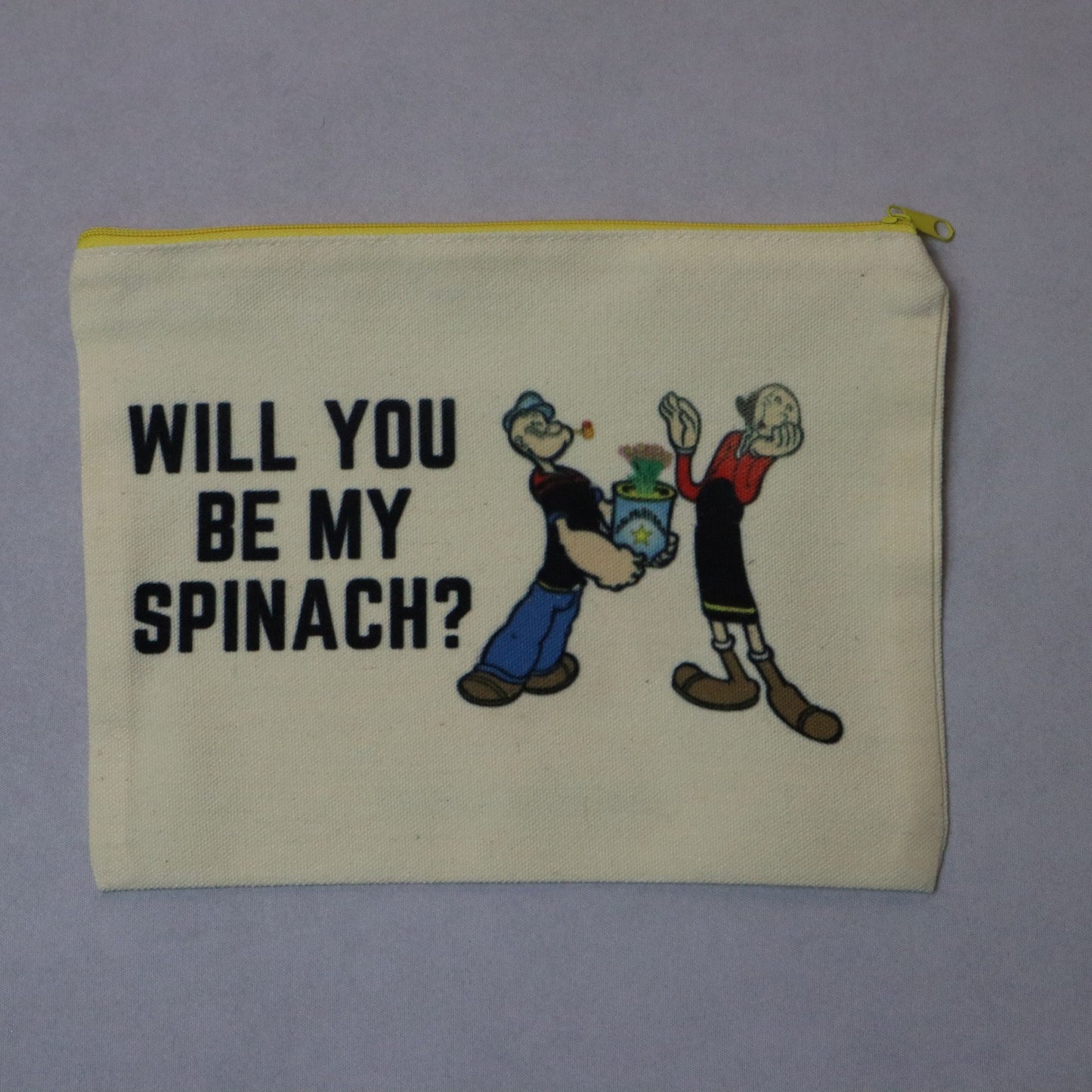 Will You Be By Spinach Popeyes Yellow Zipper Canvas Pouch Handmade Makeup Bag