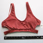 Brown Stripe Cutout Velvet Swim Sports Bra Beach Bralette Bikini Top L Large