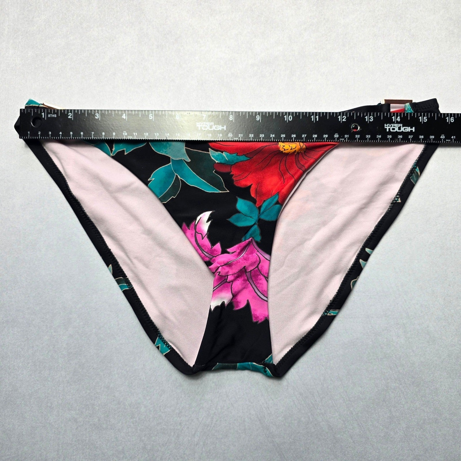Nanette Lepore Black Floral Swim Beach Cheeky Flirty Boho Bikini Bottom L Large