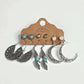 Moon Feather Silver Blue Earrings Six Hook Dangle Fashion Jewelry Boho JB2-29