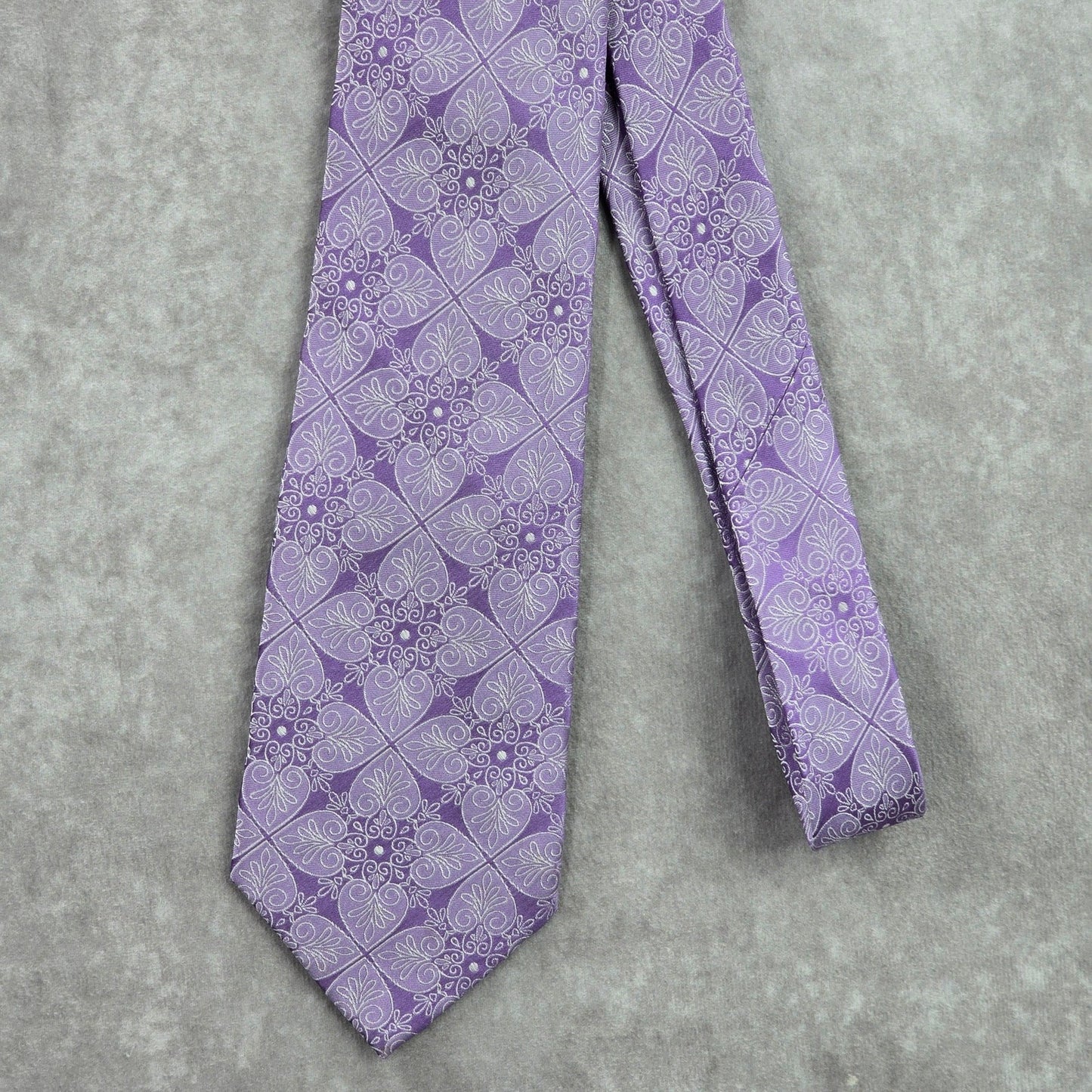 Stafford Signature Purple Silver Floral Paisley 100% Silk Men's Neck Tie Office