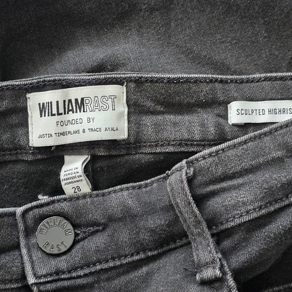 William Rast Black Skinny Sculpted Stretch High Rise Denim Pants Jeans 28