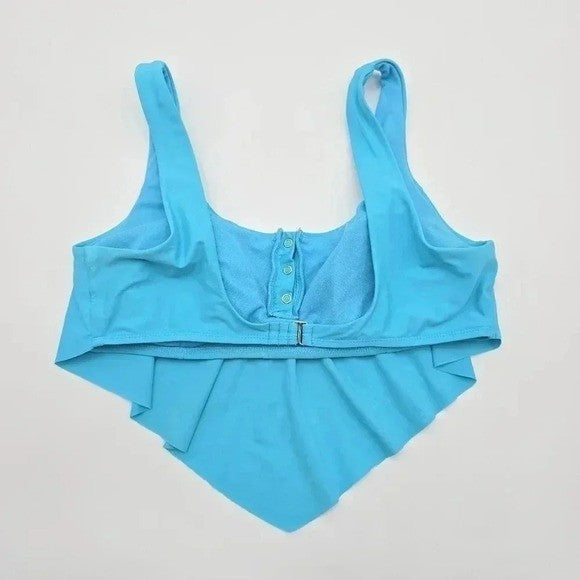 No Boundaries Blue Padded Button Front Cover Bikini Top Swimwear XL