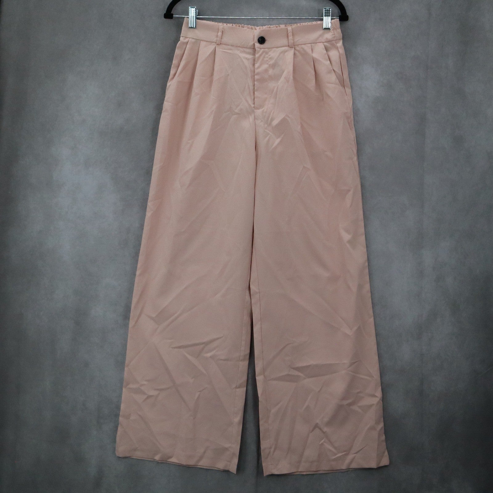 Pink Pleated Wide Leg Boho Preppy Straight Business Casual Trousers Pant L Large