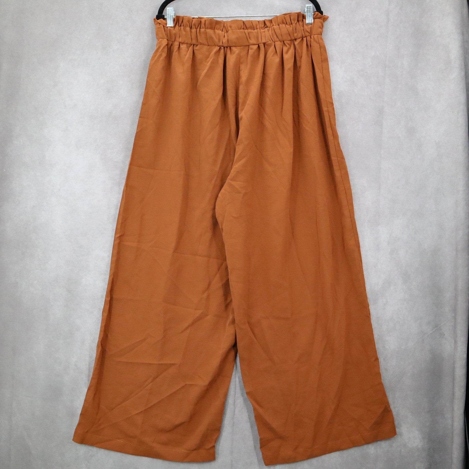 Yellow Ruffle Pull On Wide Leg Straight Belt Boho Comfy Trouser Pants Plus 3XL