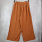 Yellow Ruffle Pull On Wide Leg Straight Belt Boho Comfy Trouser Pants Plus 3XL