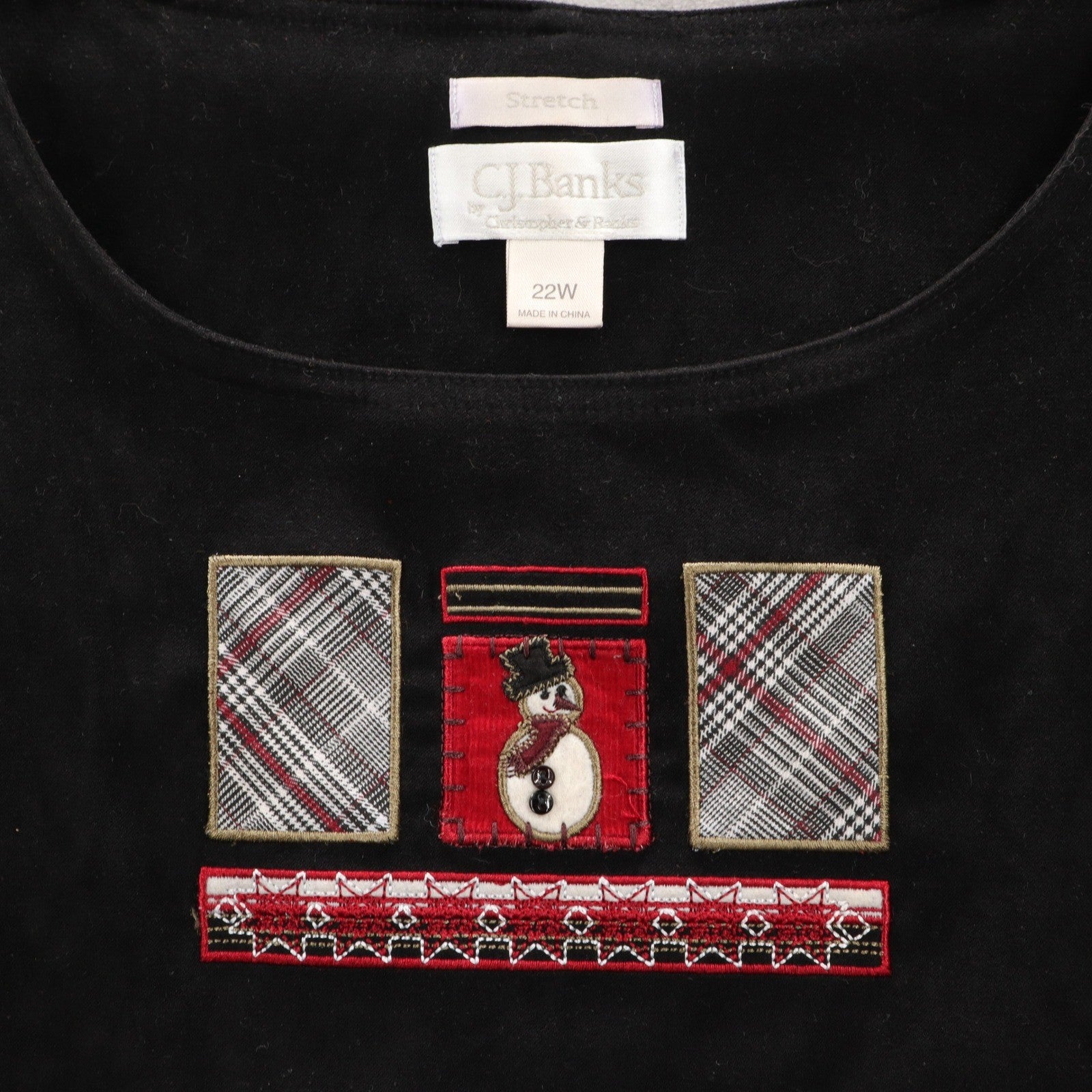 Black Snowman Vintage Christmas Holiday Granny Party Cottage Dress Plus 22W