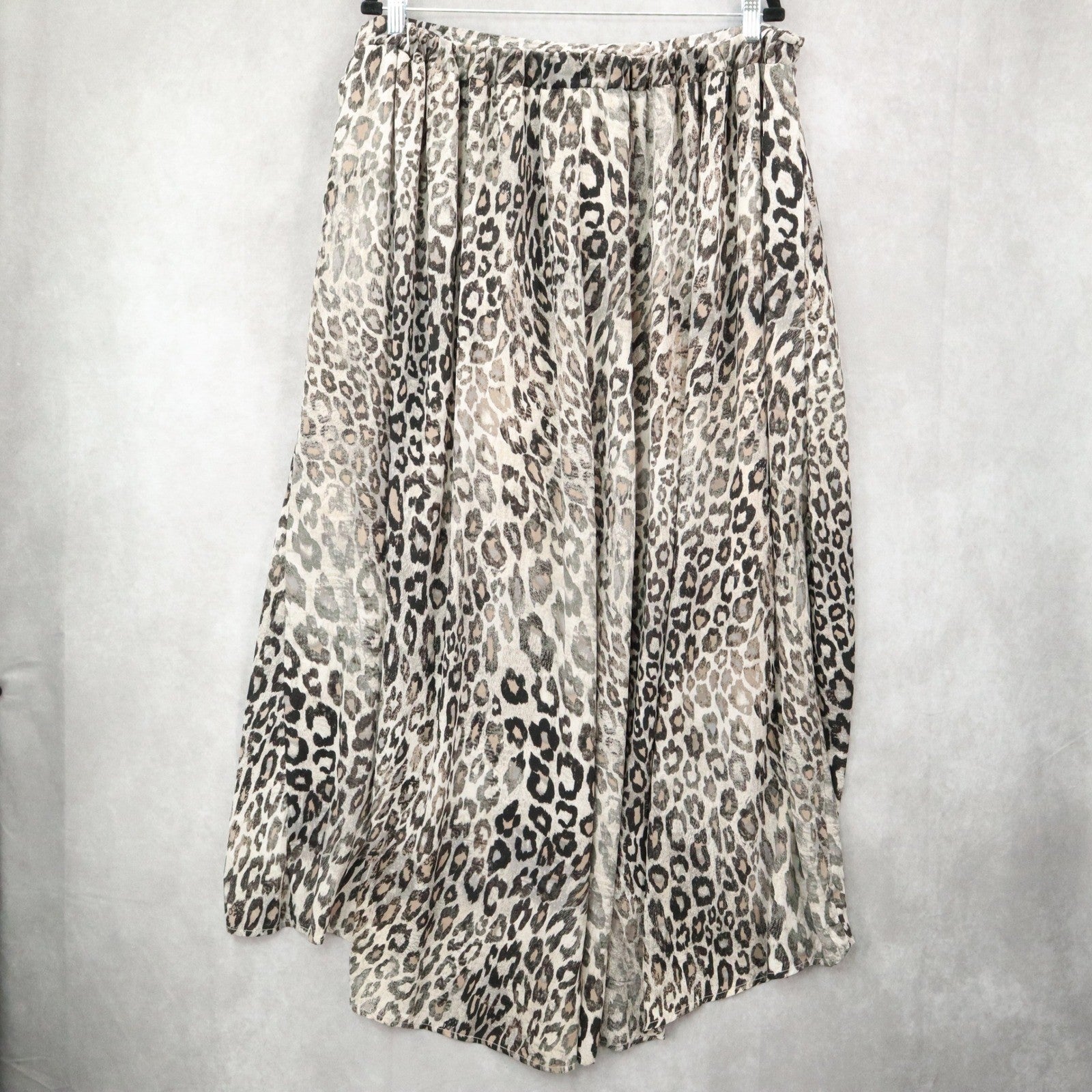 Bobeau Gray Animal Print Maxi Wrap High Low Romantic Chic Flare Skirt Plus 3X