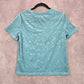 Blue Reindeer Moose Christmas Holoday Festive Print Tshirt Top Small