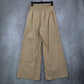 Beige Wide Leg Pants Smocked Waist Boho Palazzo Casual Trousers Pull On Medium
