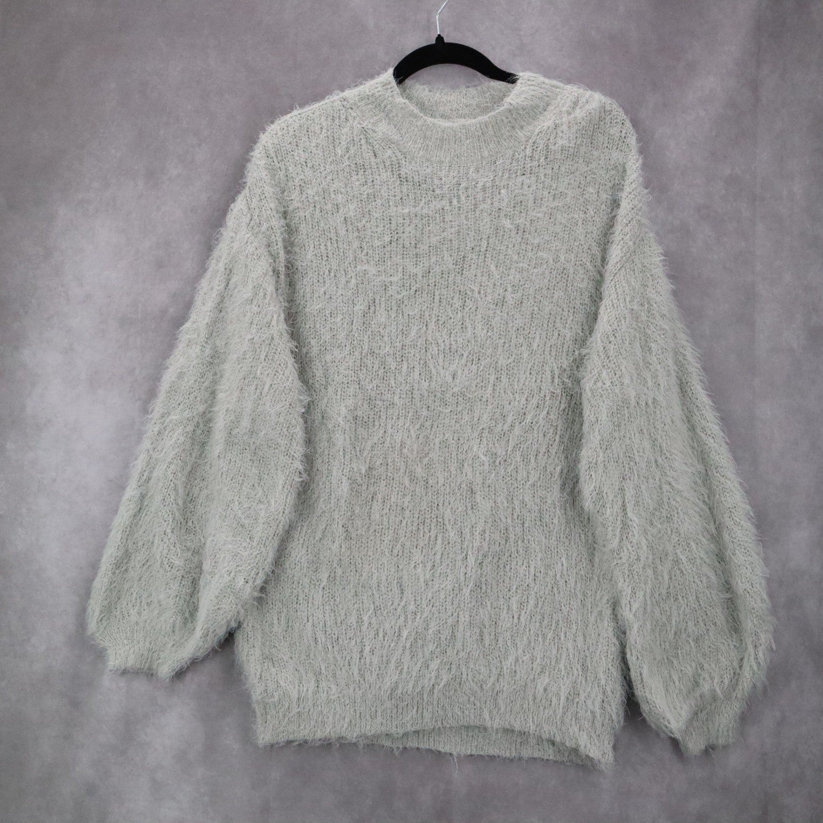Easel Fuzzy Sweater Gray Shaggy Knit Pullover Cozy Grunge Y2K Softcore M Medium