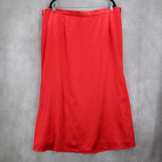 Ashro Red Formal Flare Long Party Satin Chic Vintage Cherry Maxi Skirt Plus 22W